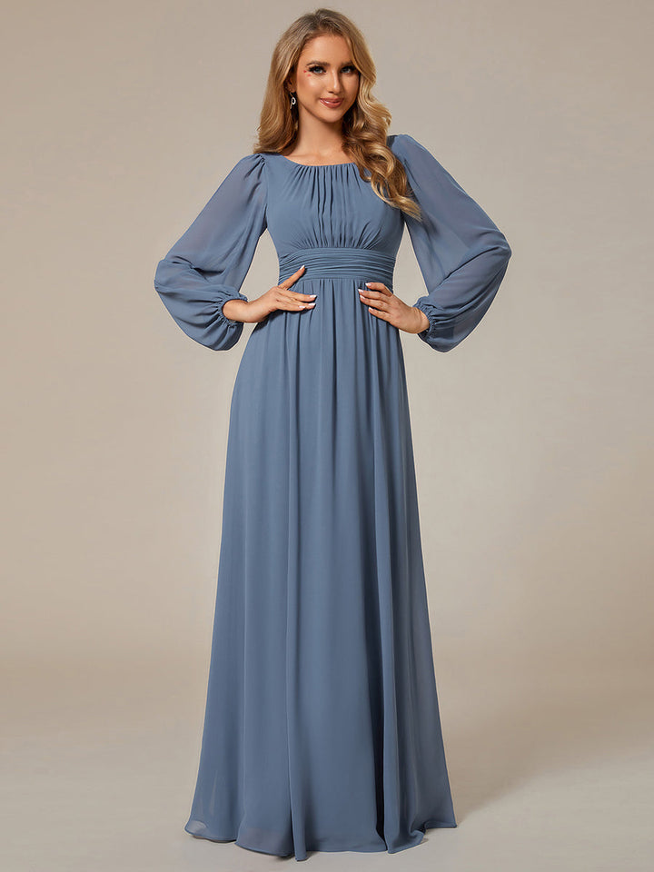 Round Neck Bridesmaid Dresses with Long Lantern Sleeves - CALABRO®