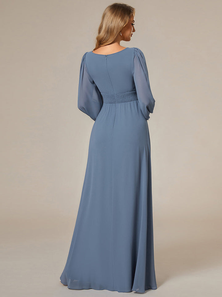 Round Neck Bridesmaid Dresses with Long Lantern Sleeves - CALABRO®