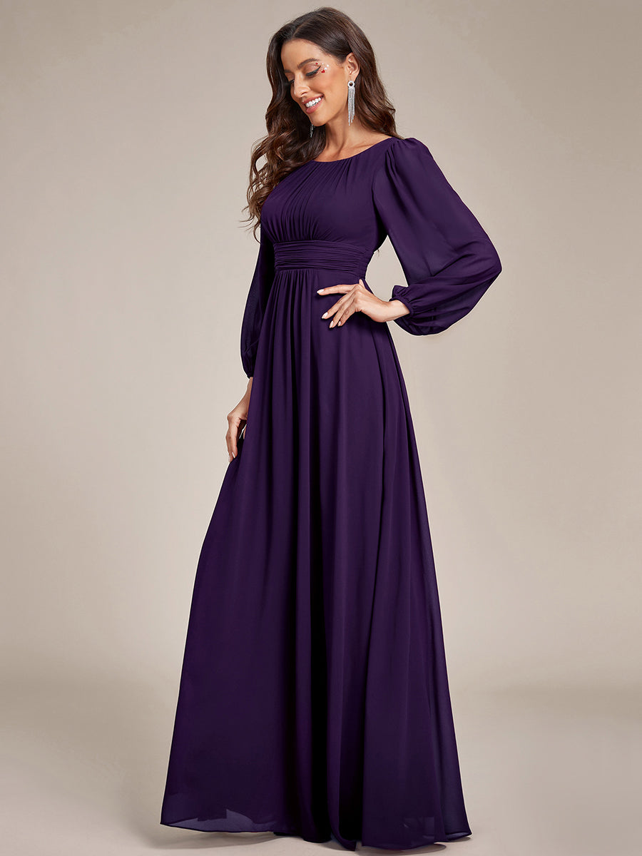 Round Neck Bridesmaid Dresses with Long Lantern Sleeves - CALABRO®