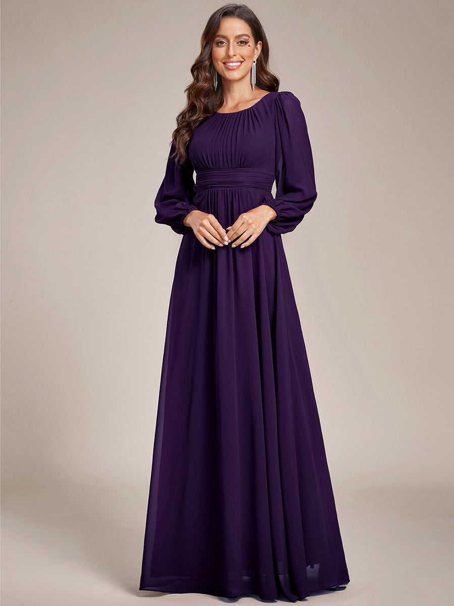 Round Neck Bridesmaid Dresses with Long Lantern Sleeves - CALABRO®