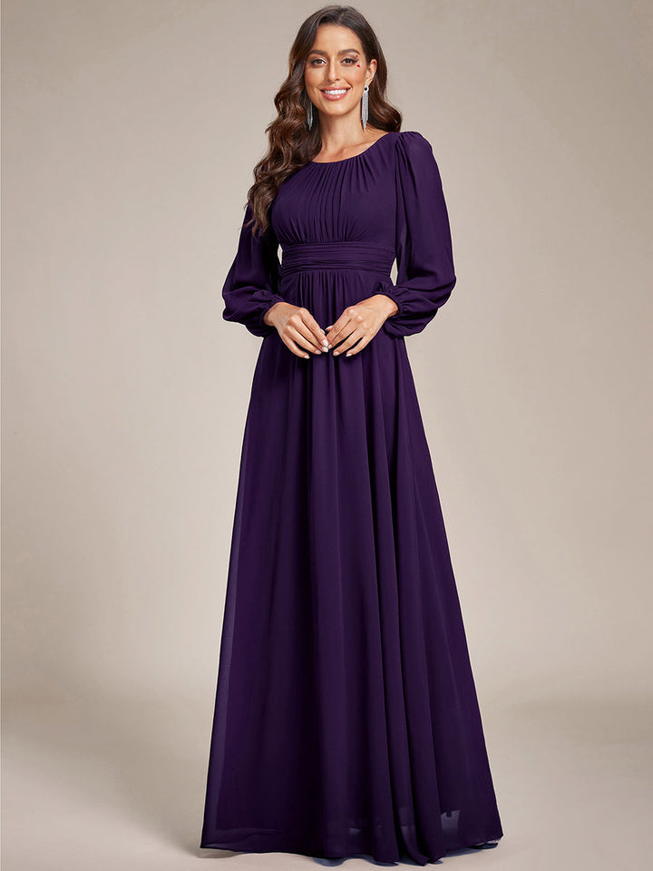 Round Neck Bridesmaid Dresses with Long Lantern Sleeves - CALABRO®