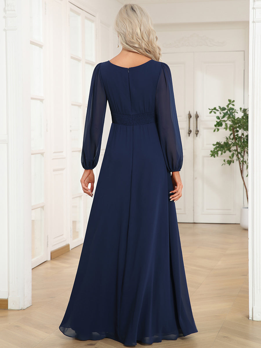 Round Neck Bridesmaid Dresses with Long Lantern Sleeves - CALABRO®