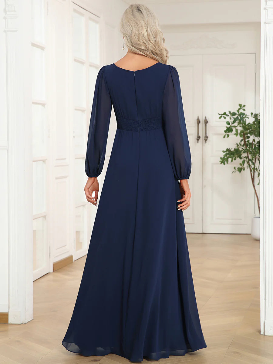 High Neck Long Sleeve Bridesmaid Dress - CALABRO®