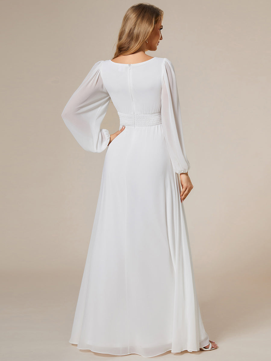 Round Neck Bridesmaid Dresses with Long Lantern Sleeves - CALABRO®