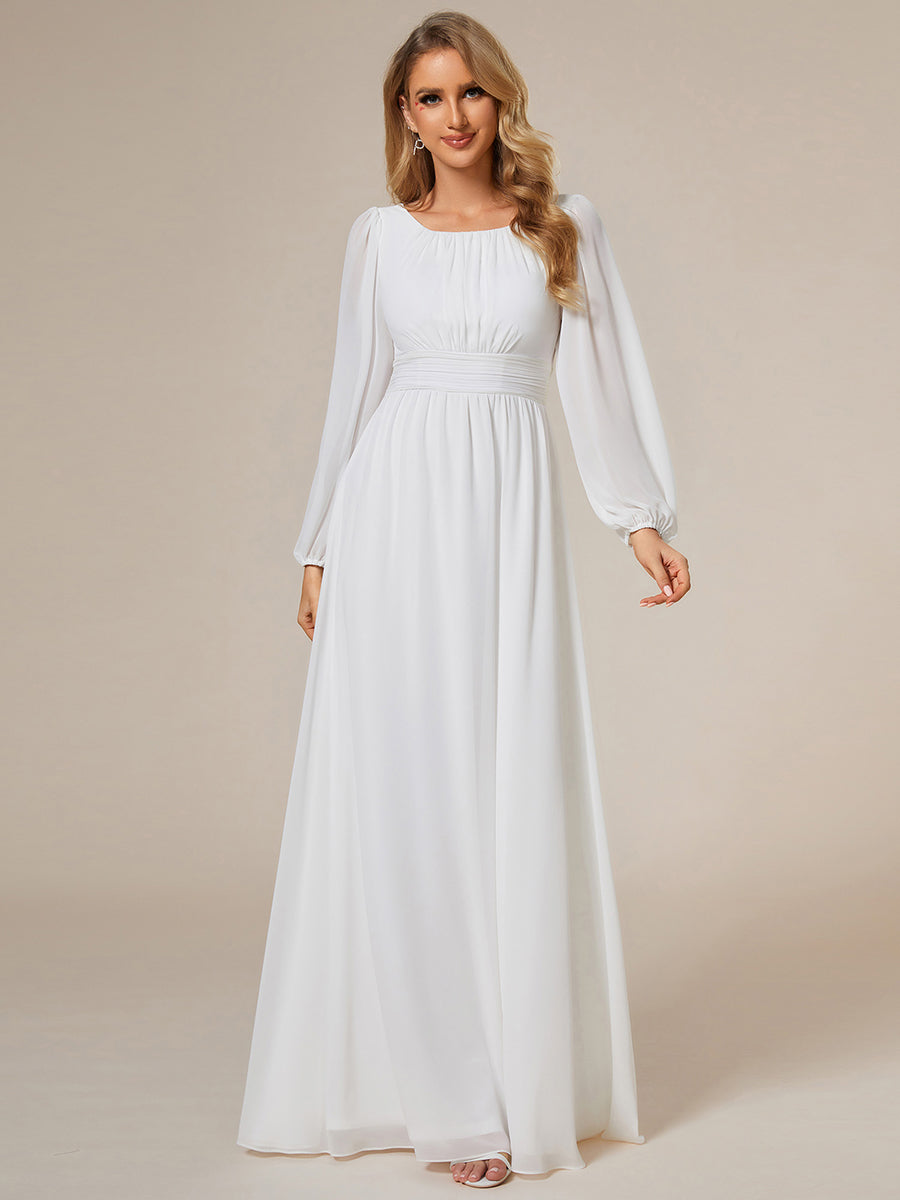 Round Neck Bridesmaid Dresses with Long Lantern Sleeves - CALABRO®