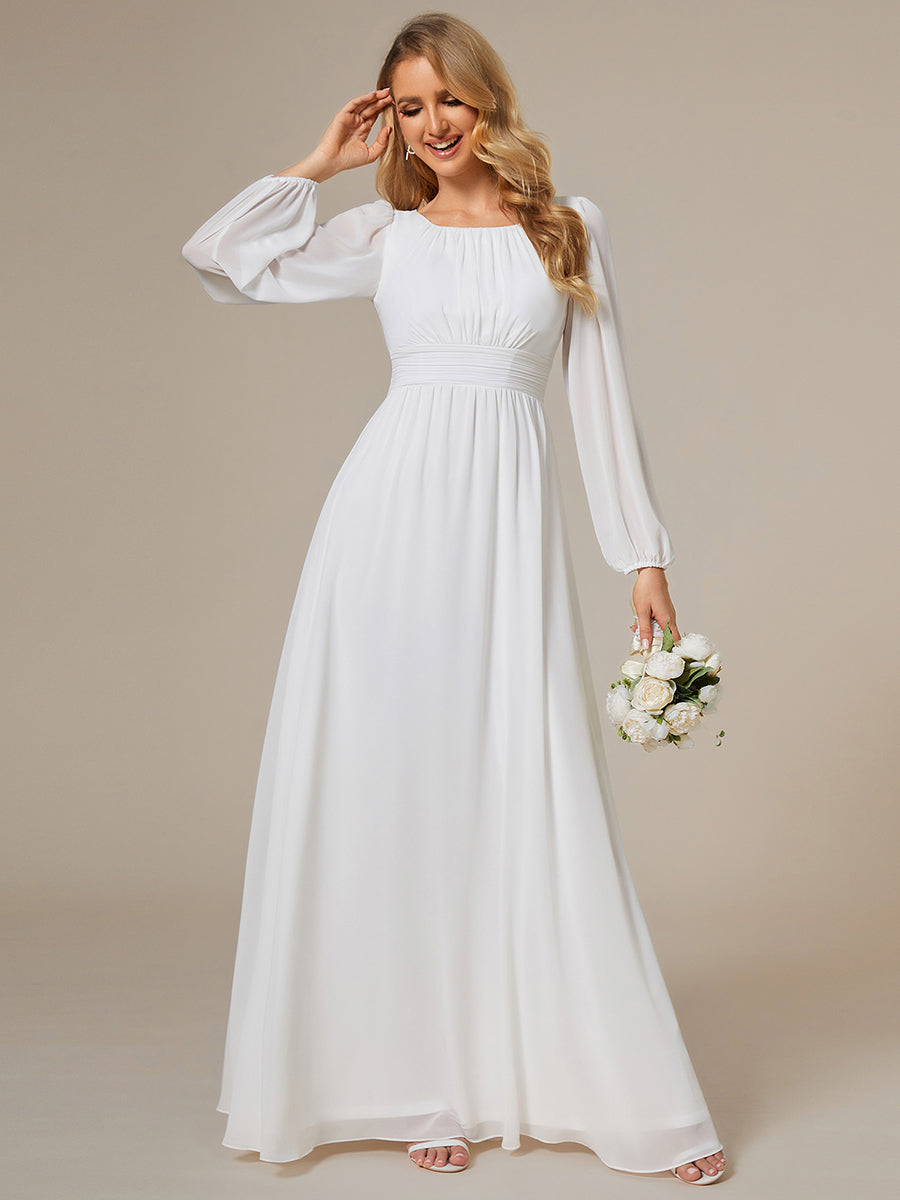 Round Neck Bridesmaid Dresses with Long Lantern Sleeves - CALABRO®