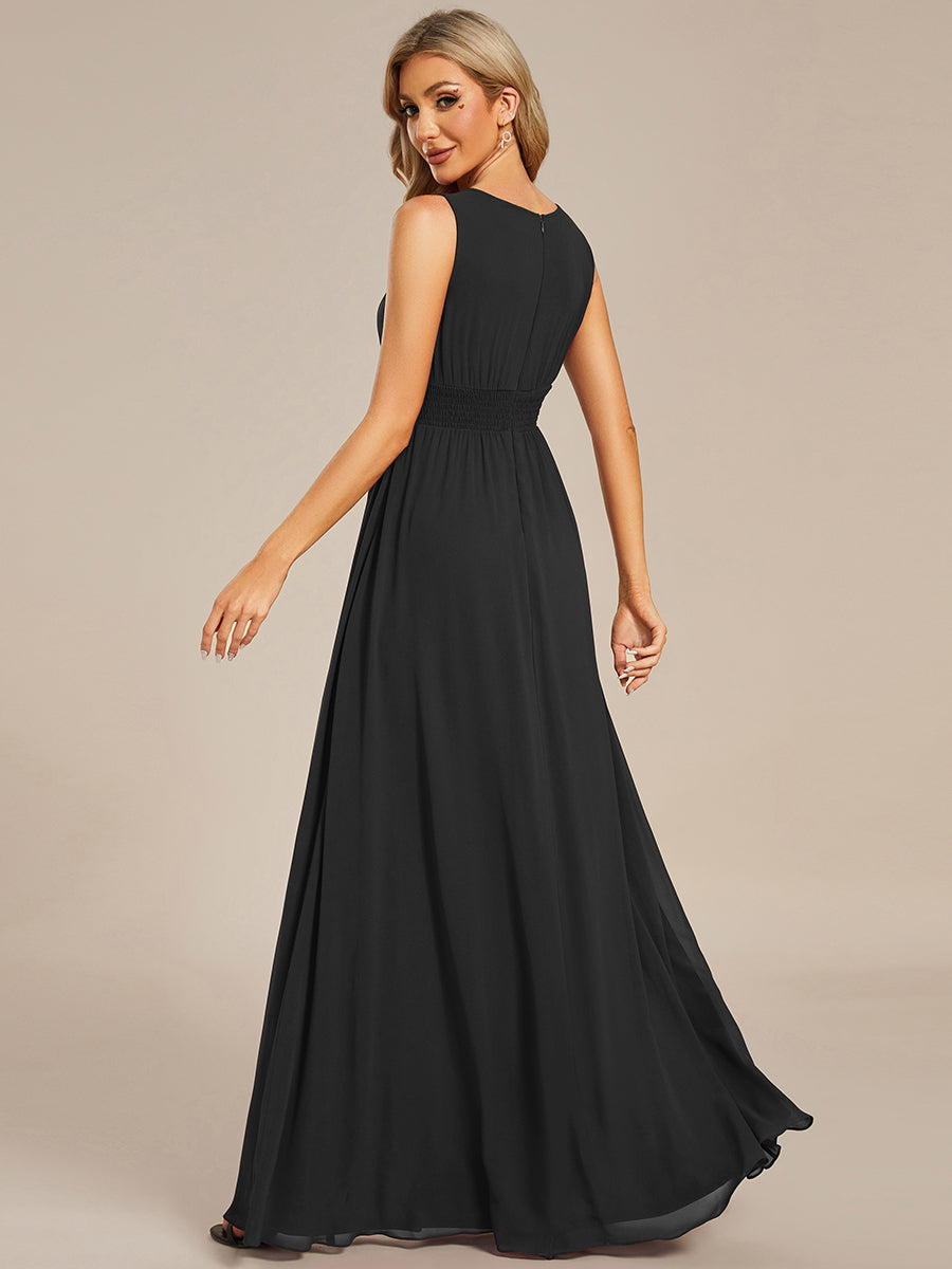 Maxi Long Chiffon Hollow Round Neck Decor Bridesmaids Dress - CALABRO®