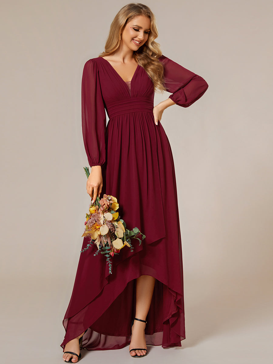 Maxi Long Chiffon Evening Dresses With Long Sleeves - CALABRO®