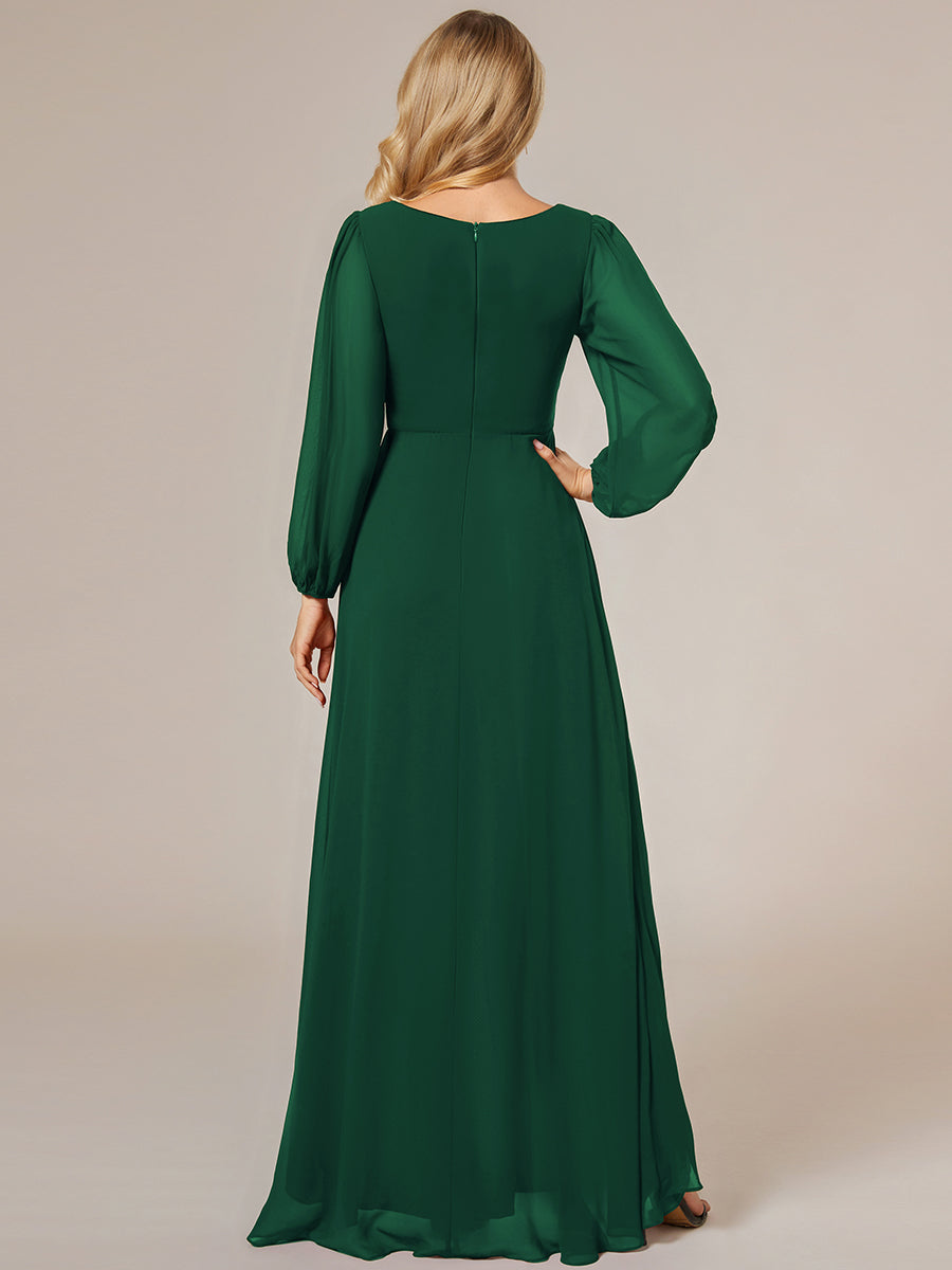 Maxi Long Chiffon Evening Dresses With Long Sleeves - CALABRO®