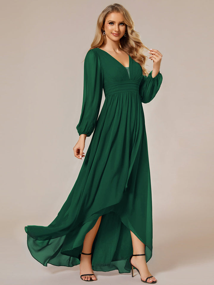 Maxi Long Chiffon Evening Dresses With Long Sleeves - CALABRO®