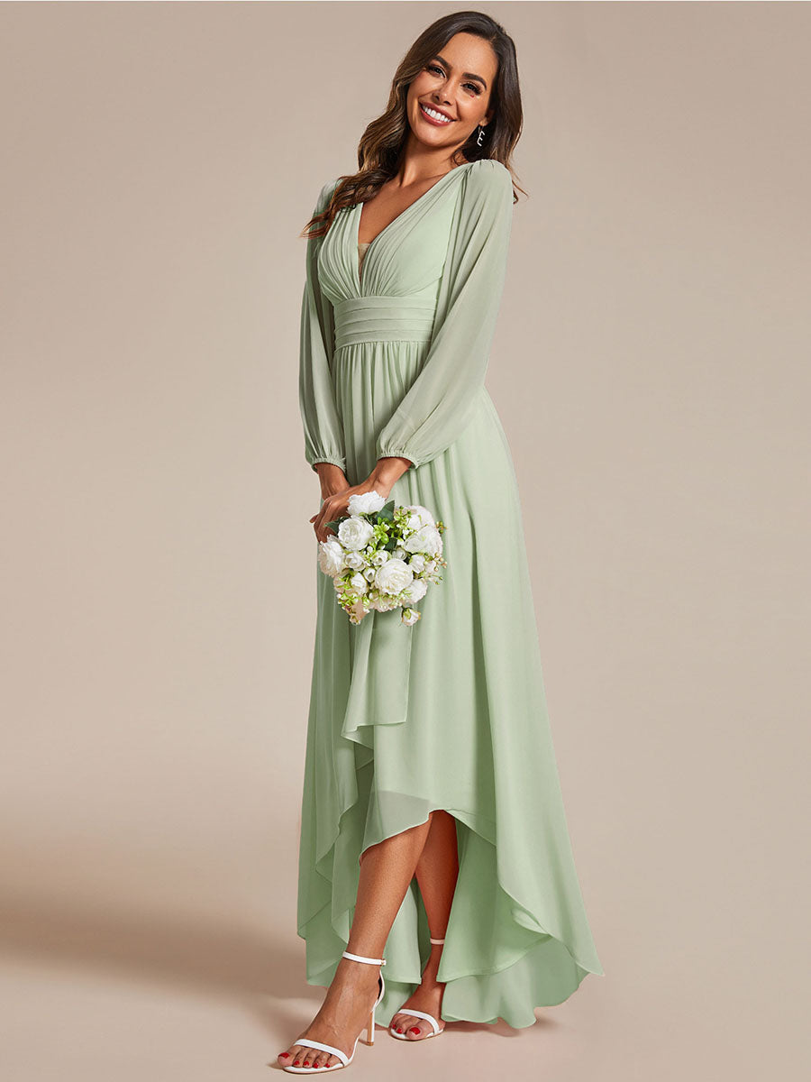 Maxi Long Chiffon Evening Dresses With Long Sleeves - CALABRO®