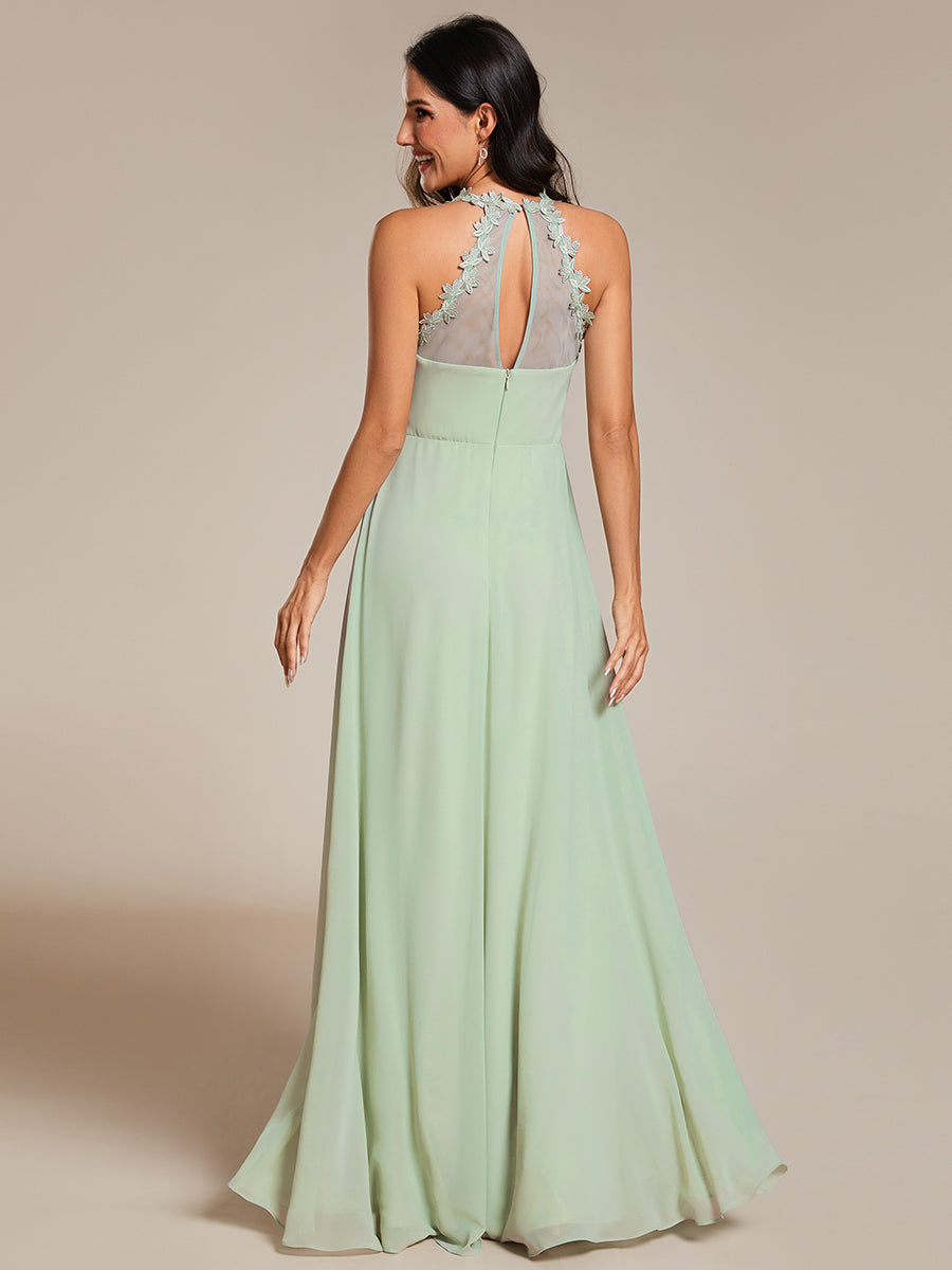 Chiffon Halter Neck Backless Cross Strap Bridesmaid Dress - CALABRO®