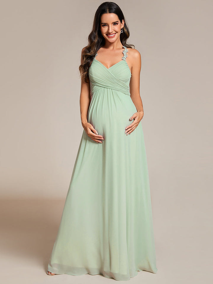 Chiffon Halter Neck Backless Cross Strap Bridesmaid Dress - CALABRO®