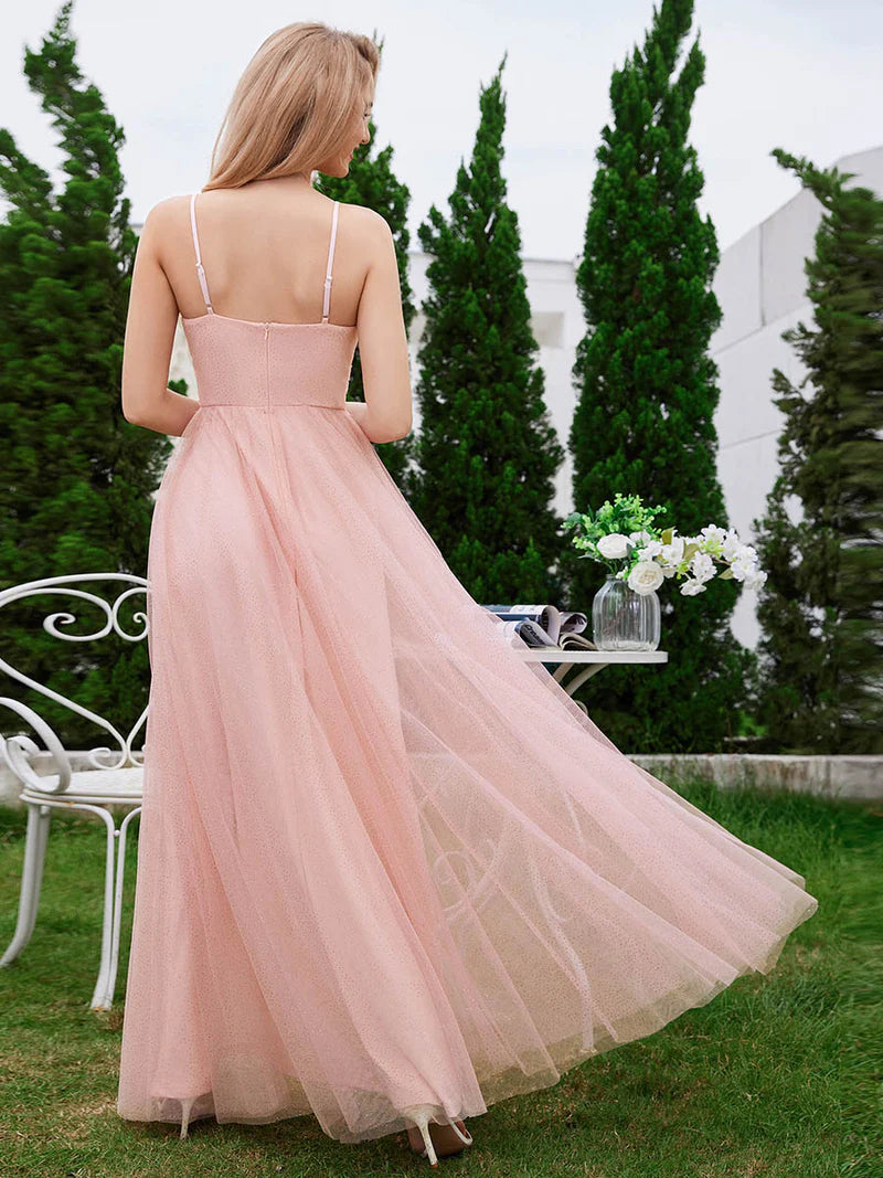 Romantic Shimmer Tulle Bridesmaid Dresses With Pleated Decoration - CALABRO®