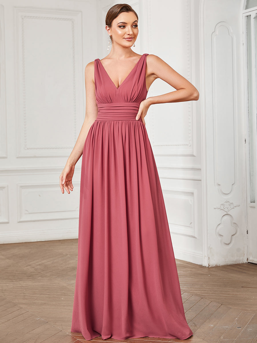 Elegant Double V-Neck Maxi Long Evening Dresses - CALABRO®