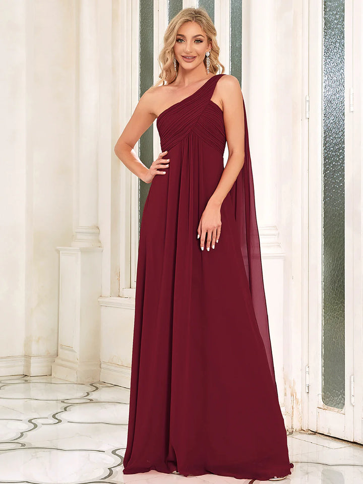 Elegant Pleated A-Line Floor Length Sleeveless Plus Size Evening Dress - CALABRO®