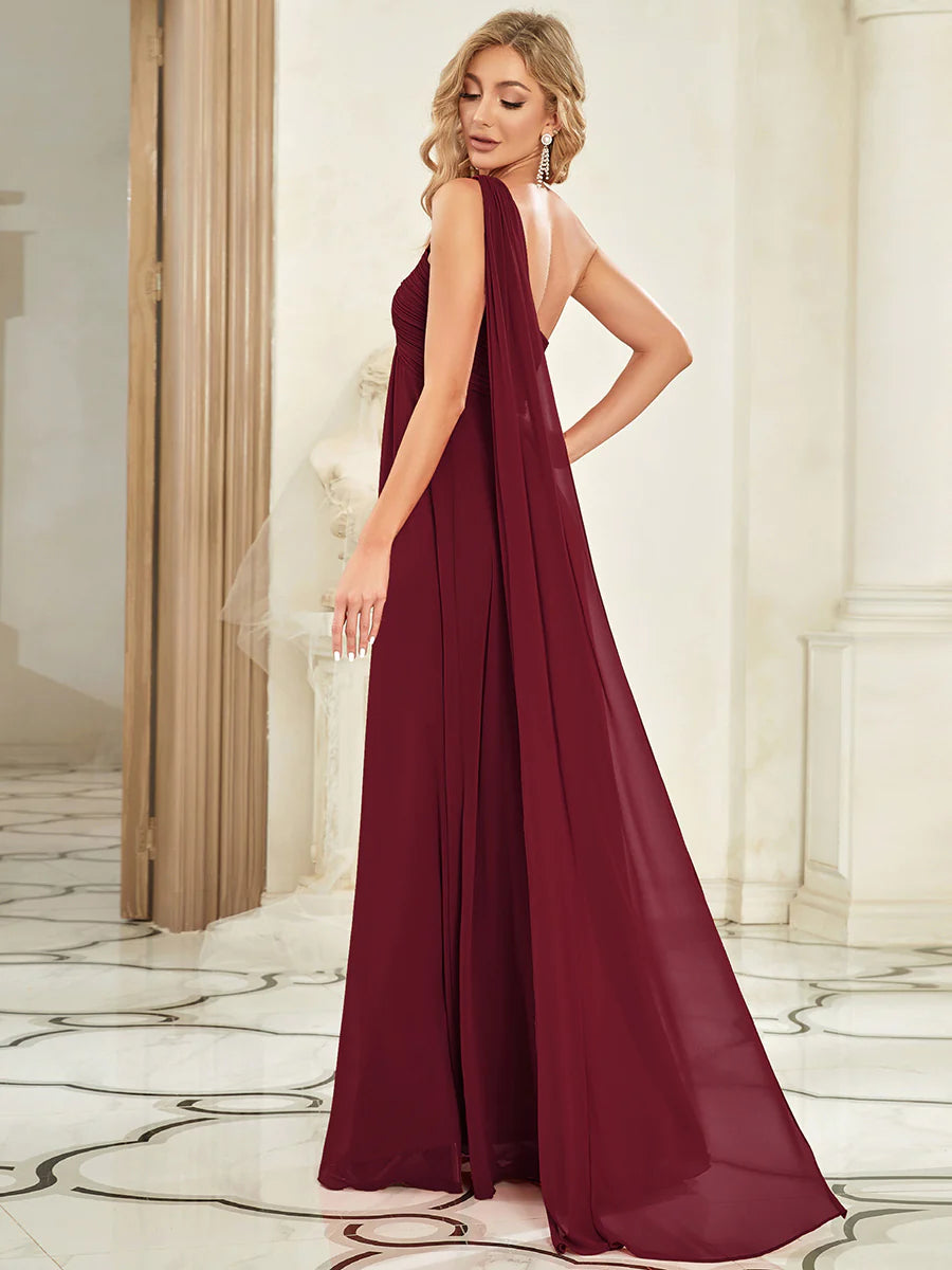 Elegant Pleated A-Line Floor Length Sleeveless Plus Size Evening Dress - CALABRO®