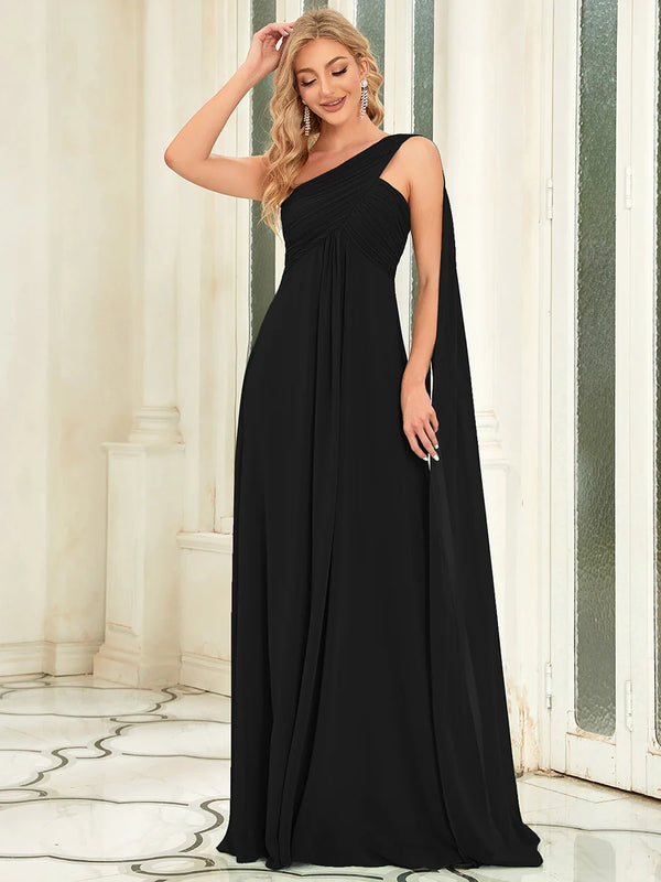 Elegant Pleated A-Line Floor Length Sleeveless Plus Size Evening Dress