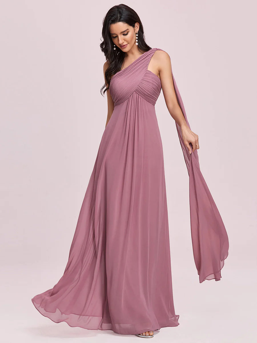 Elegant Pleated A-Line Floor Length Sleeveless Plus Size Evening Dress - CALABRO®