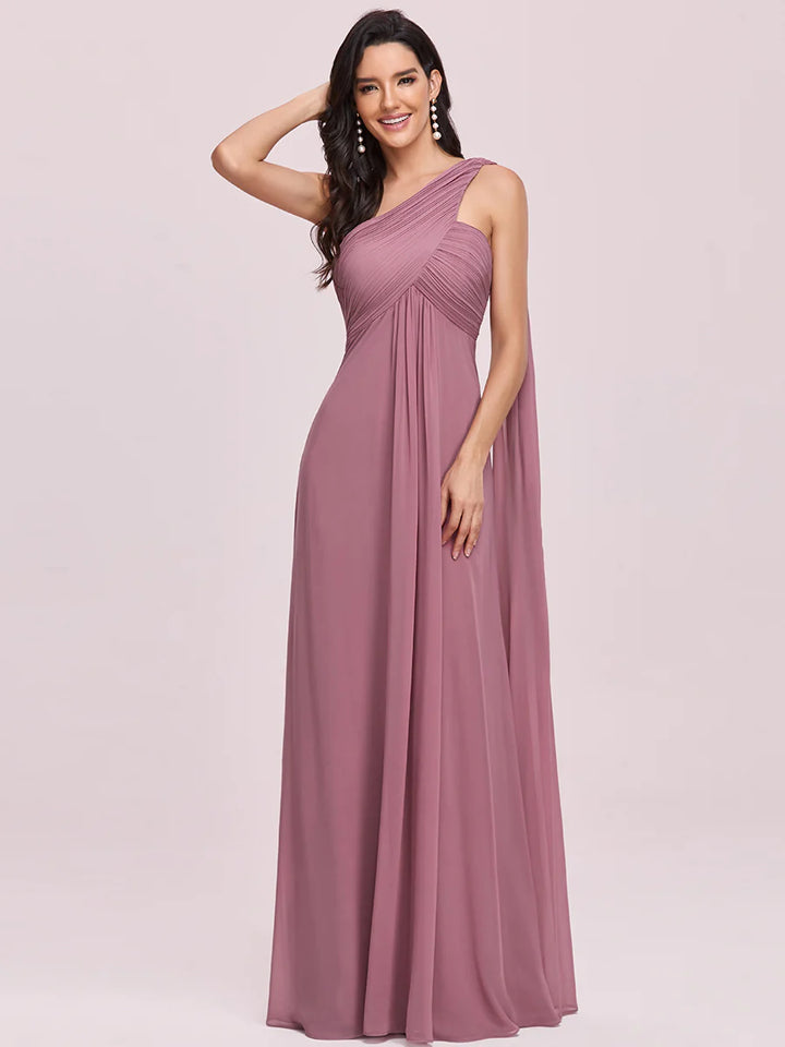 Elegant Pleated A-Line Floor Length Sleeveless Plus Size Evening Dress - CALABRO®