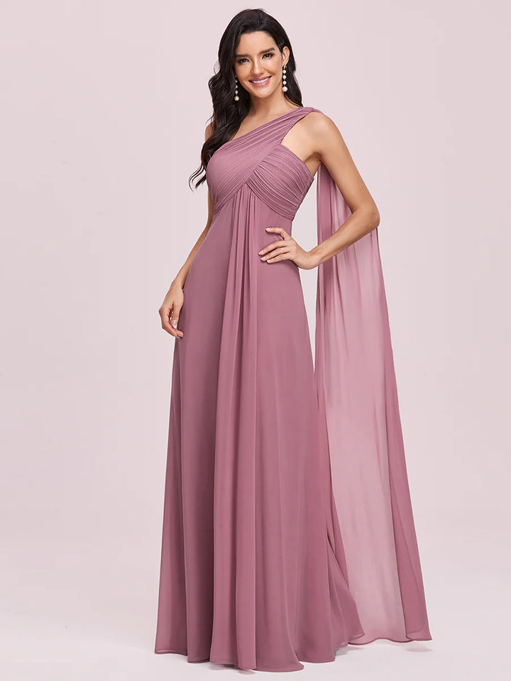 Elegant Pleated A-Line Floor Length Sleeveless Plus Size Evening Dress - CALABRO®