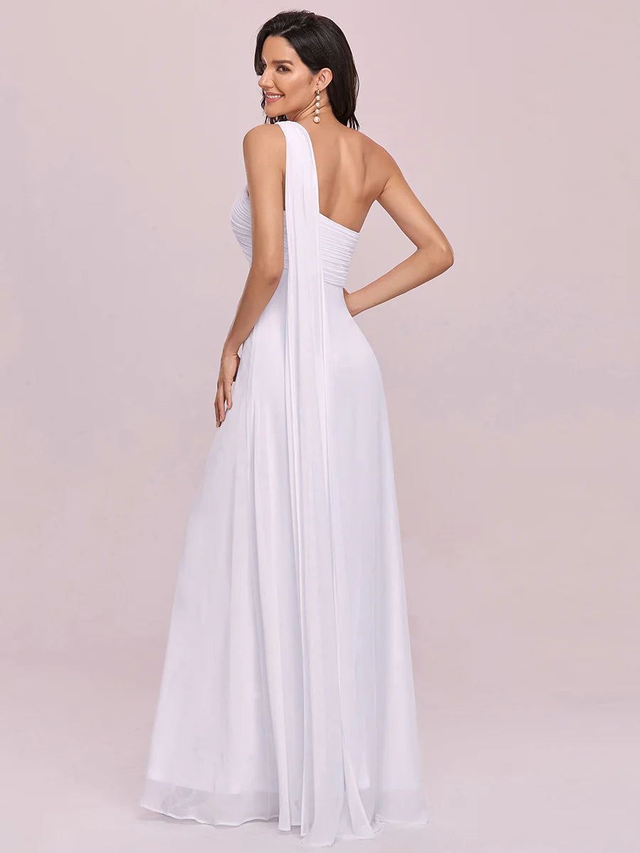 Elegant Pleated A-Line Floor Length Sleeveless Plus Size Evening Dress - CALABRO®