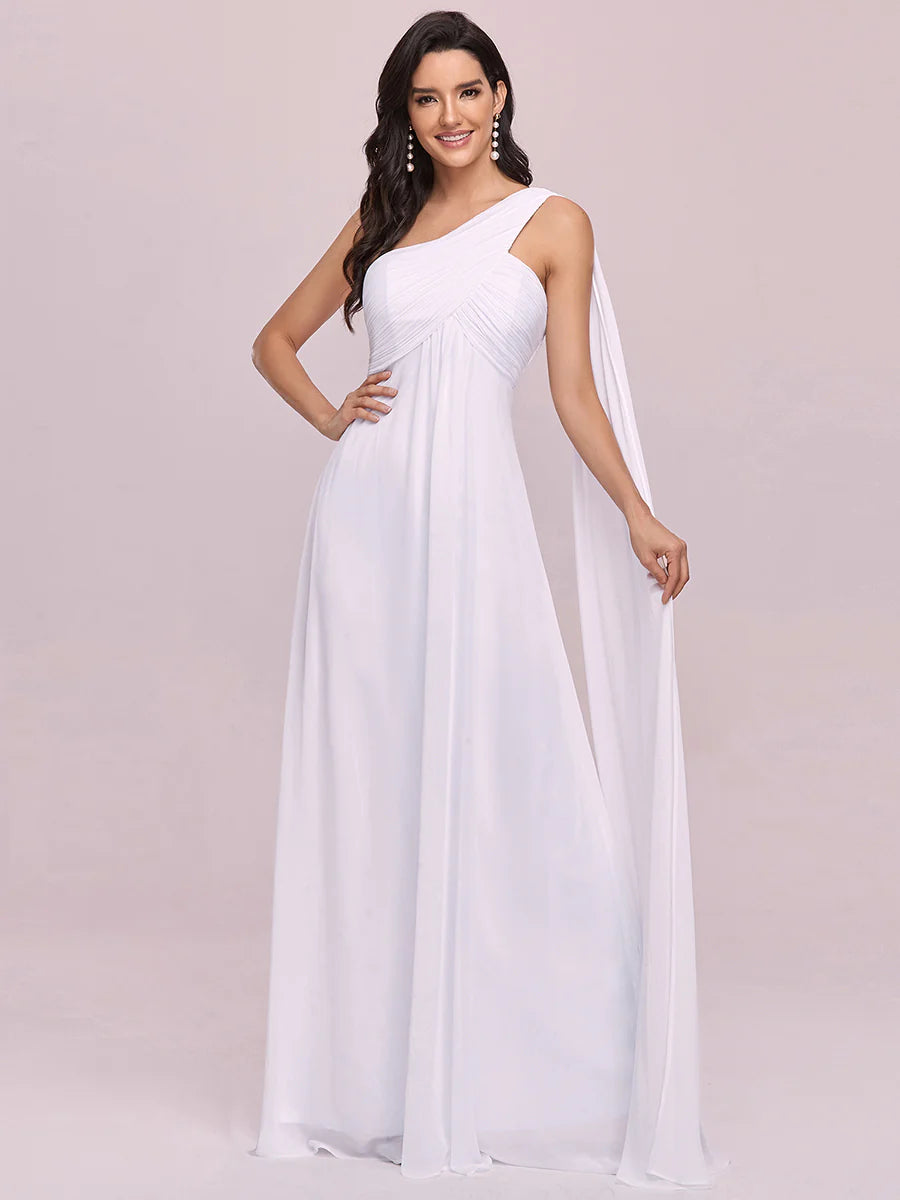 Elegant Pleated A-Line Floor Length Sleeveless Plus Size Evening Dress - CALABRO®