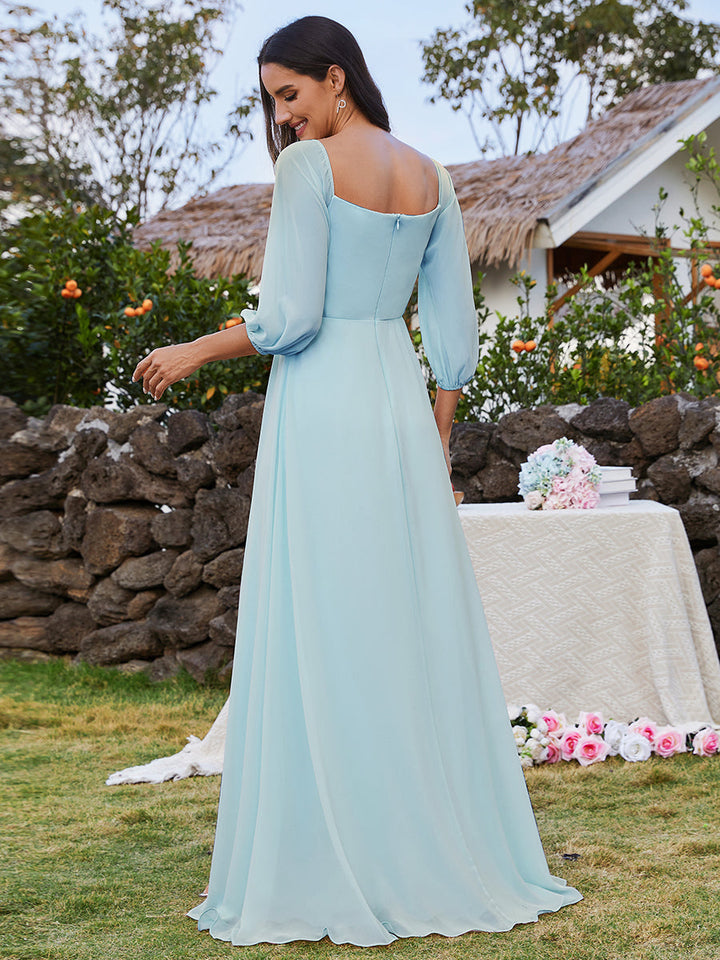 Chiffon Maxi Long One Shoulder Evening Dresses With Lantern Sleeves - CALABRO®