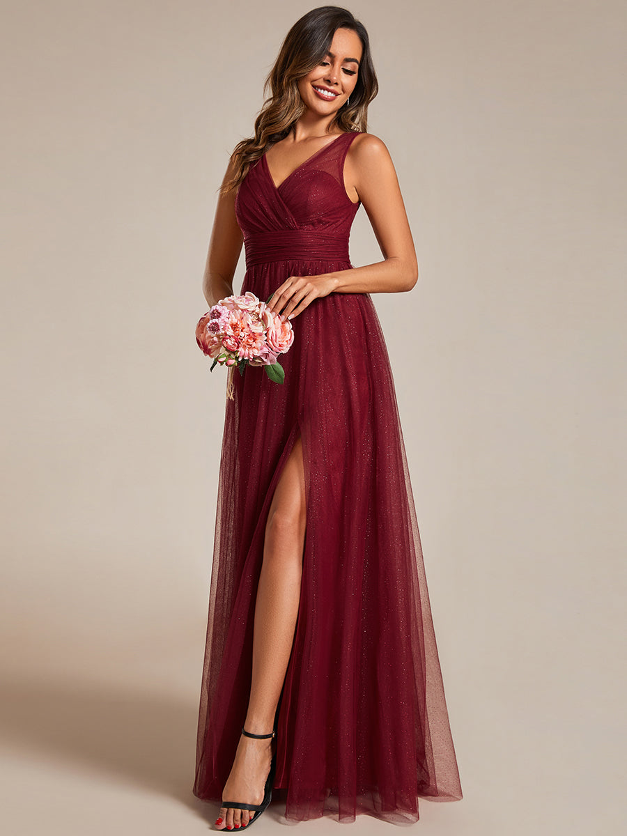 Maxi Spaghetti Strap Sequin Hollow Bridesmaid Dress - CALABRO®