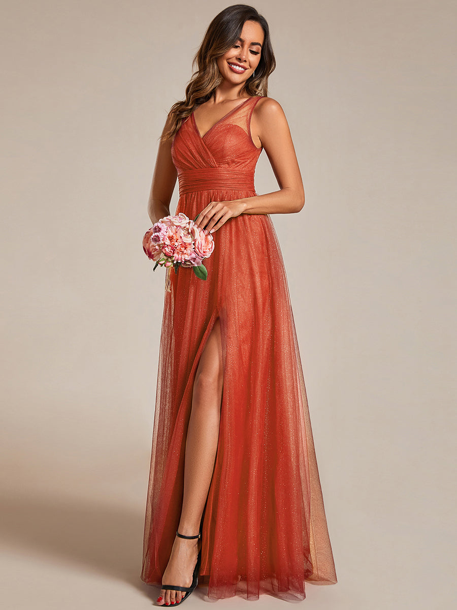 Maxi Spaghetti Strap Sequin Hollow Bridesmaid Dress - CALABRO®