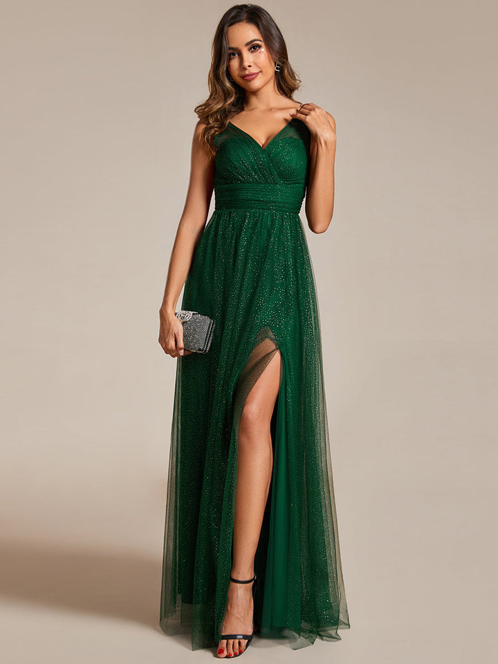 Maxi Spaghetti Strap Sequin Hollow Bridesmaid Dress - CALABRO®