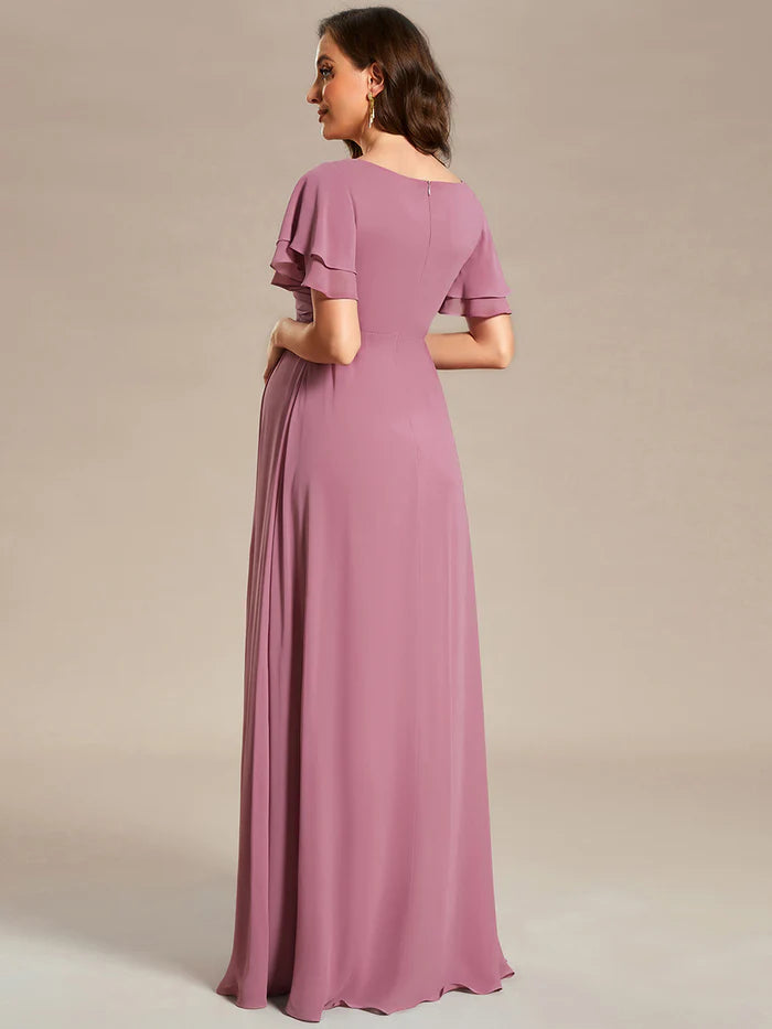 Ruffle Sleeves Split Chiffon Maternity Dresses - CALABRO®