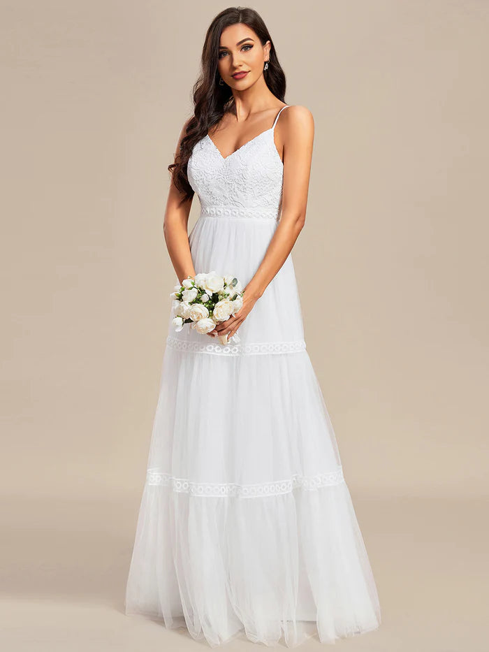 Spaghetti Straps Embroidery Wedding Dresses - CALABRO®