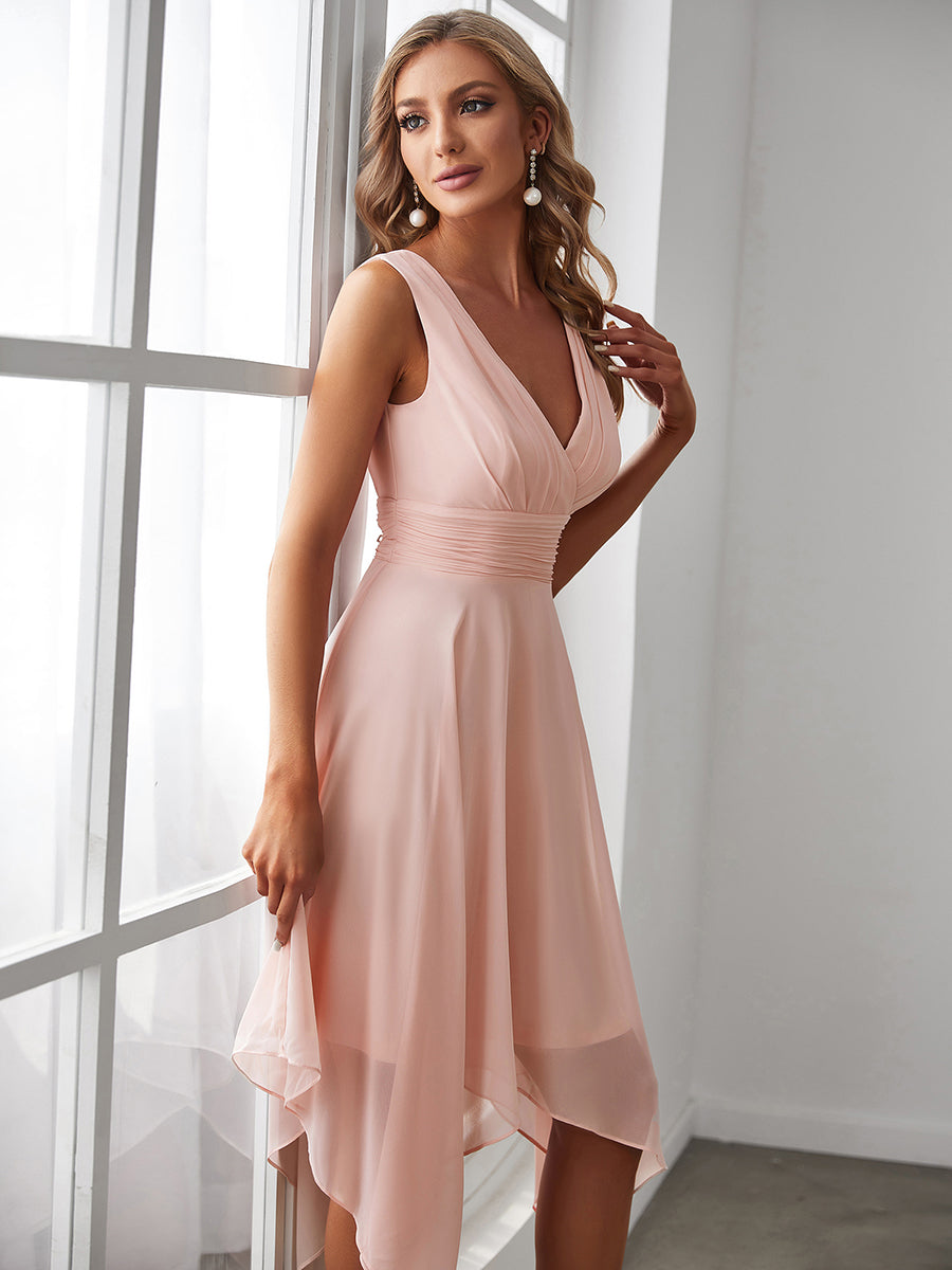 Knee Length Chiffon Bridesmaid Dress with Irregular Hem - CALABRO®