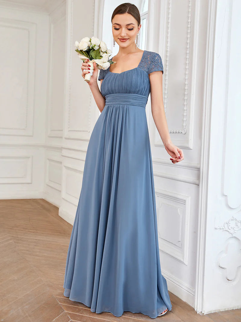 Ruched Top Flowy Evening Dress - CALABRO®