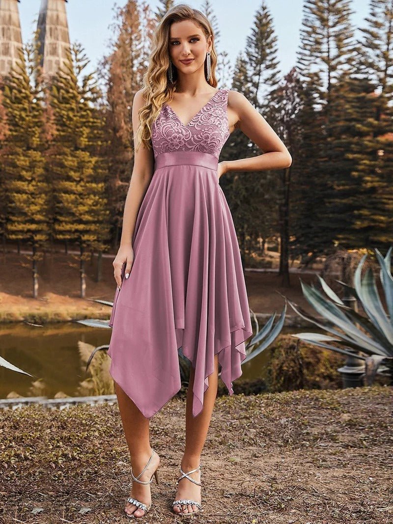 Bestsellers V Neck Lace Chiffon Prom Dresses - CALABRO®