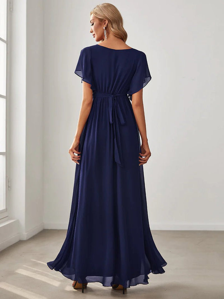 Butterfly Sleeve V-Neck Flowy Bridesmaid Dress - CALABRO®