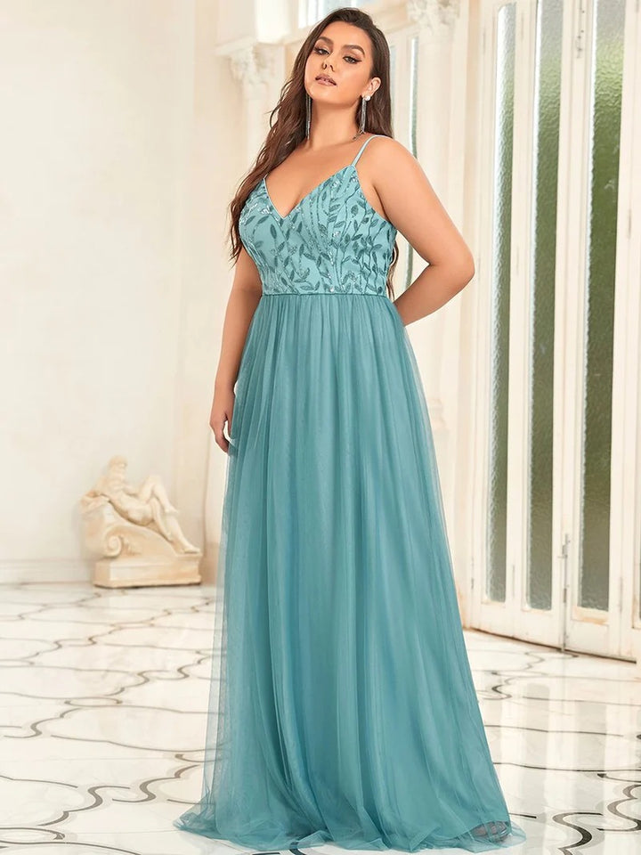 Plus Size Adorable A Line Floor Length Dress - CALABRO®