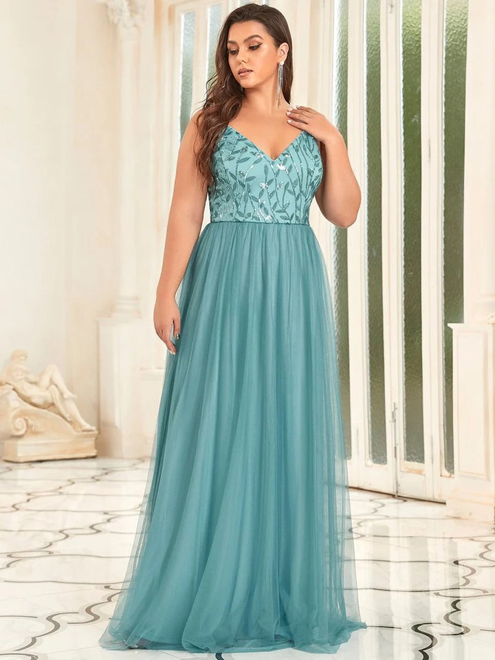 Plus Size Adorable A Line Floor Length Dress - CALABRO®