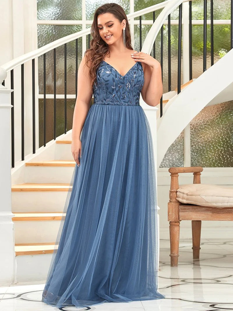 Plus Size Adorable A Line Floor Length Dress - CALABRO®