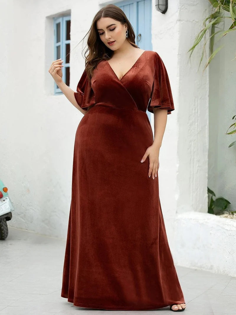 Vintage Plus Size Maxi Long Velvet Evening Dresses For Women - CALABRO®