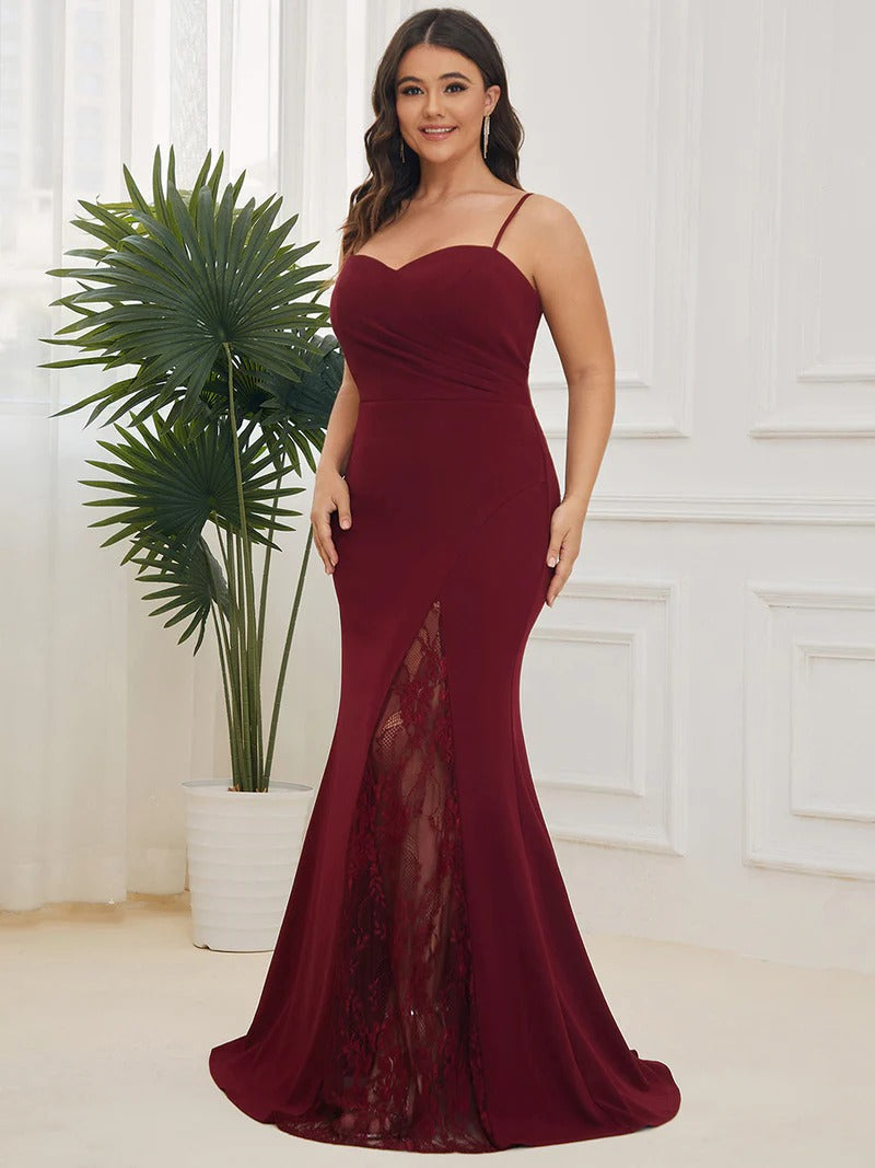 Plus Sexy Spaghetti Straps V Neck Fishtail Evening Dresses - CALABRO®