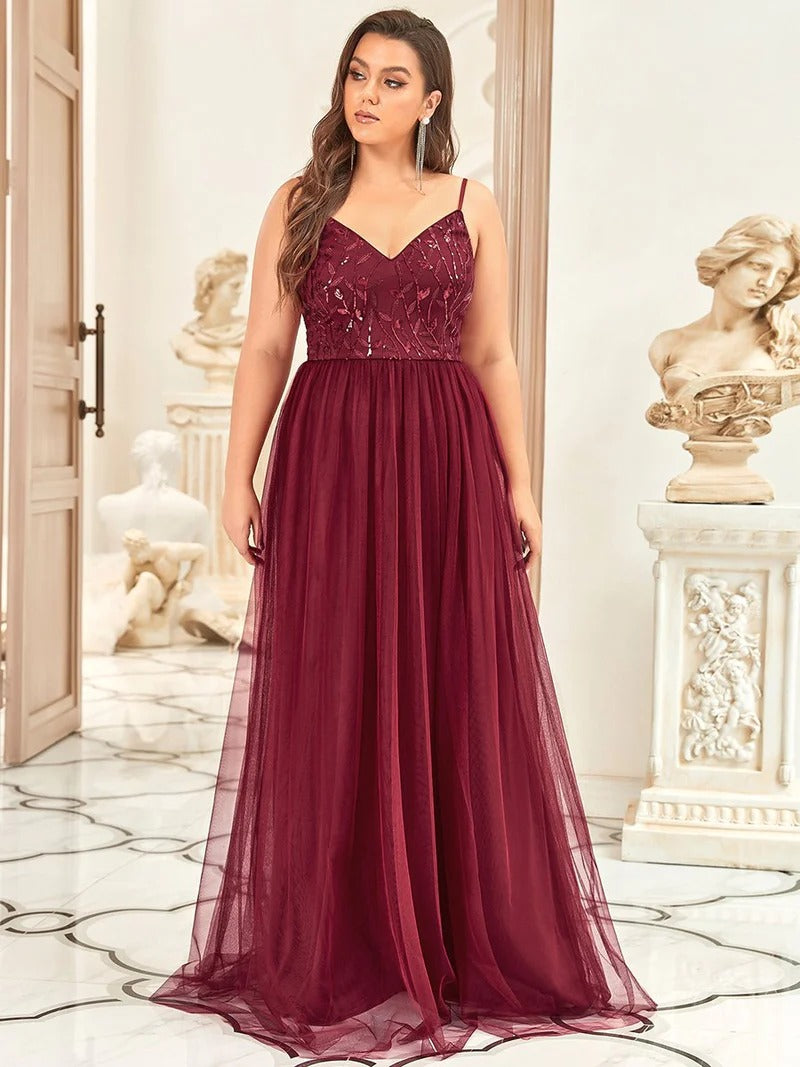 Plus Size Adorable A Line Floor Length Dress - CALABRO®