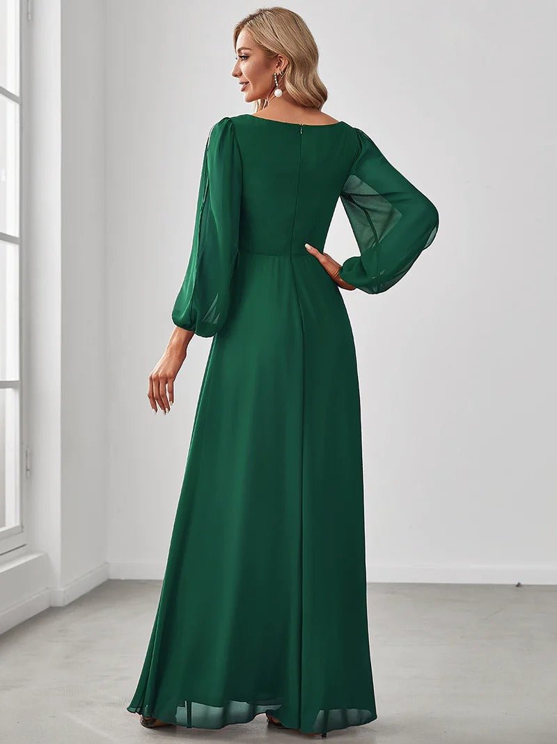 Floor Length Long Lantern Sleeves Bridesmaid Dresses - CALABRO®