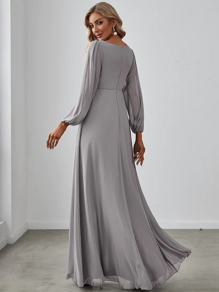 Floor Length Long Lantern Sleeves Bridesmaid Dresses - CALABRO®