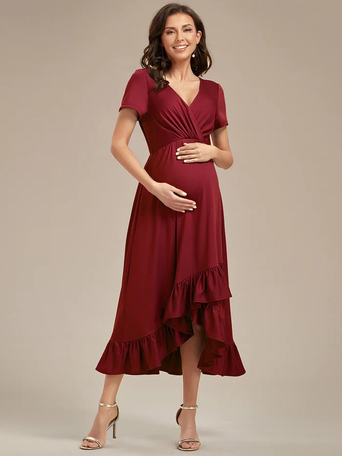 High Low Ruffles Maternity Dresses - CALABRO®