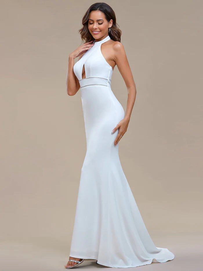 Mermaid Halter Neck Hollow Belted Wedding Dresses - CALABRO®