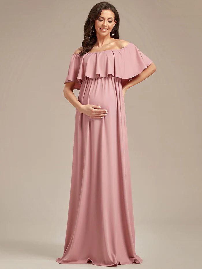 Off Shoulder Pleated A Line Maternity Dresses - CALABRO®