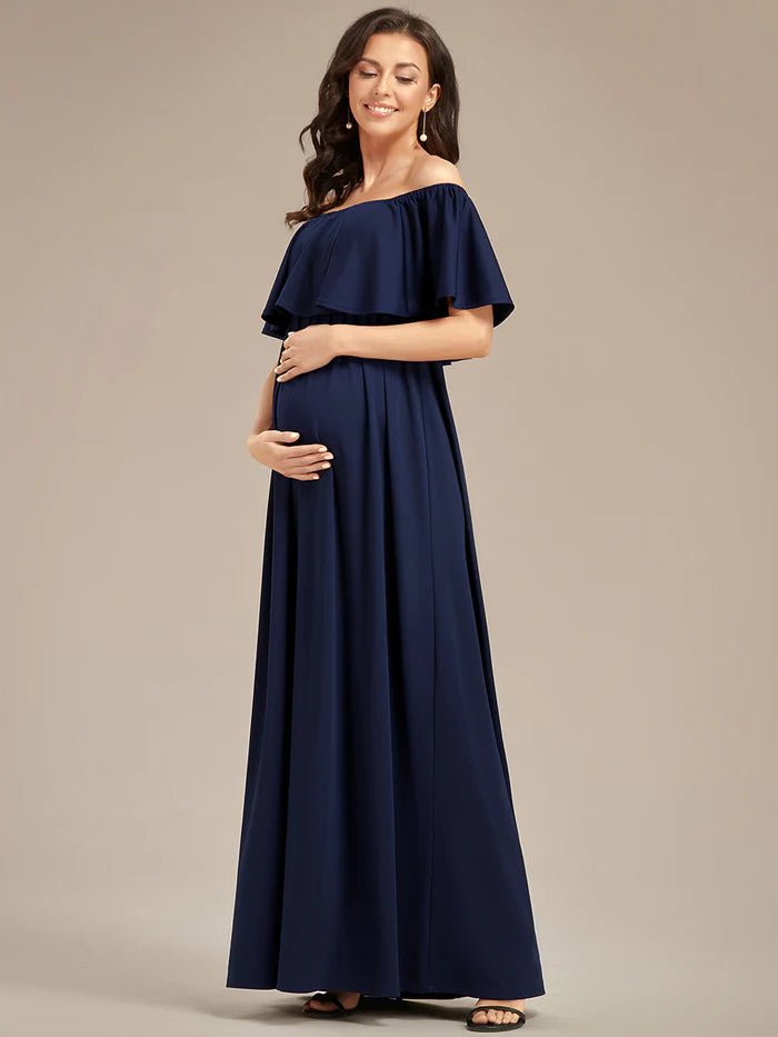 Off Shoulder Pleated A Line Maternity Dresses - CALABRO®