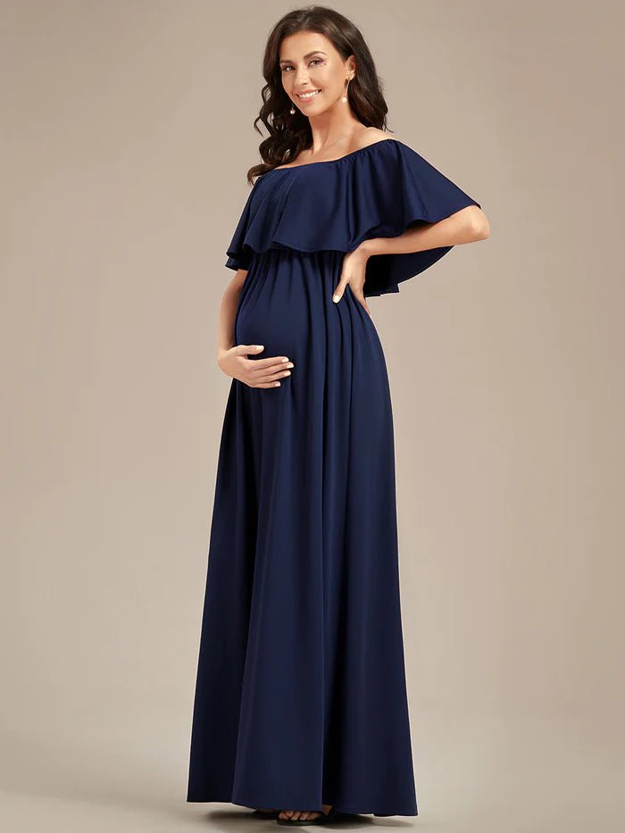 Off Shoulder Pleated A Line Maternity Dresses - CALABRO®